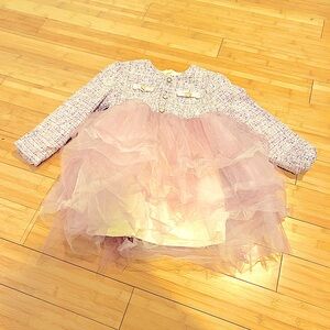Tweed and tulle pink dress size 6